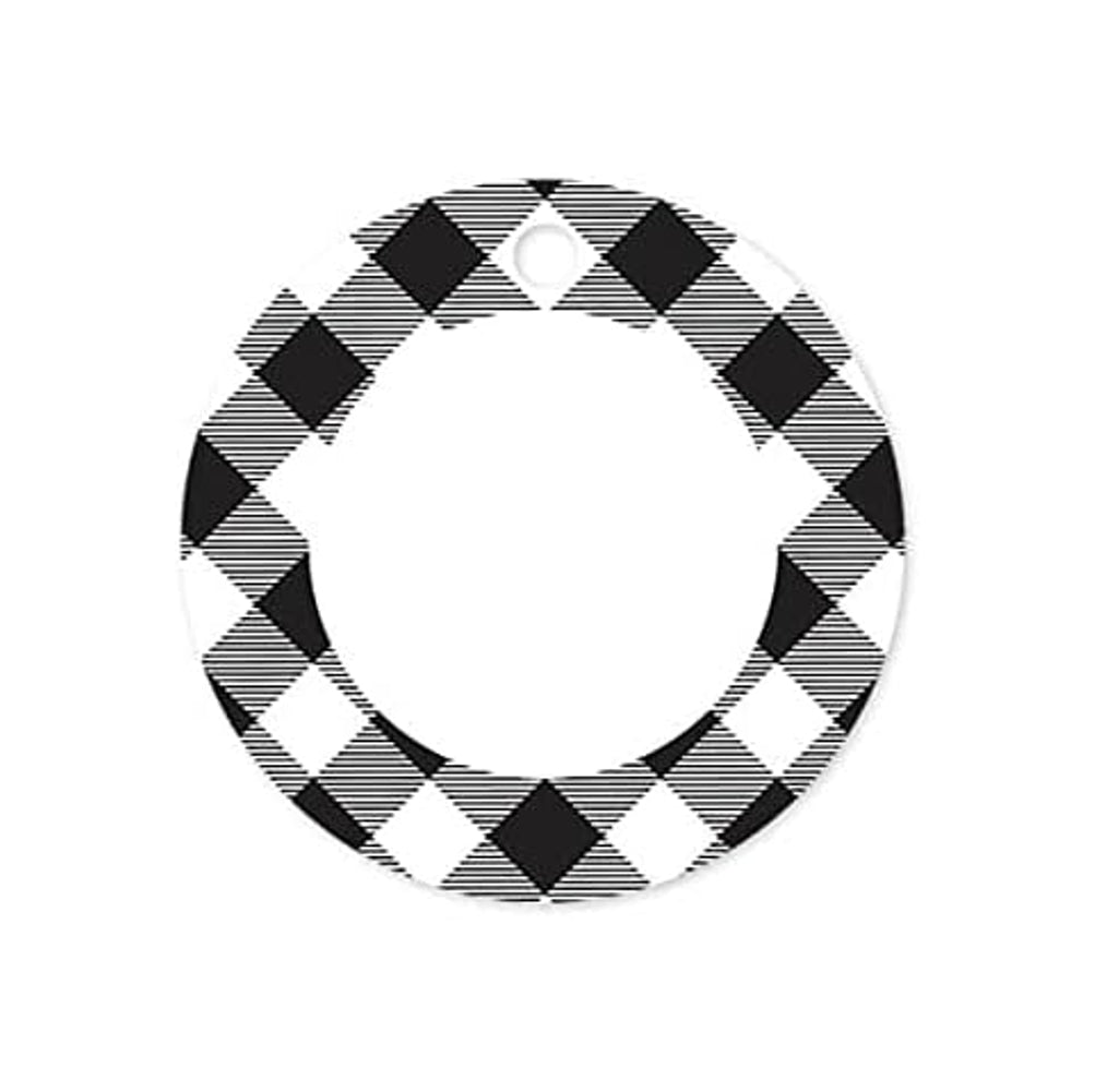 Buffalo Plaid Black Round Printed Gift Hang Tags - 3" in Diameter - 50 Pack (rptbpb1)