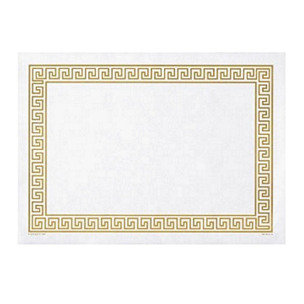 Gold Greek Key Disposable Paper Placemats - 14in. x 10in. - Available in Different Quantities (310640)