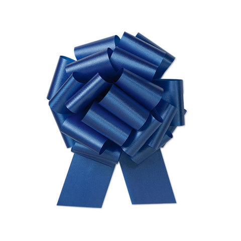 8" Royal Blue Large Flora Satin Pull Bow (2 1/2" Wide, 20 Loops)