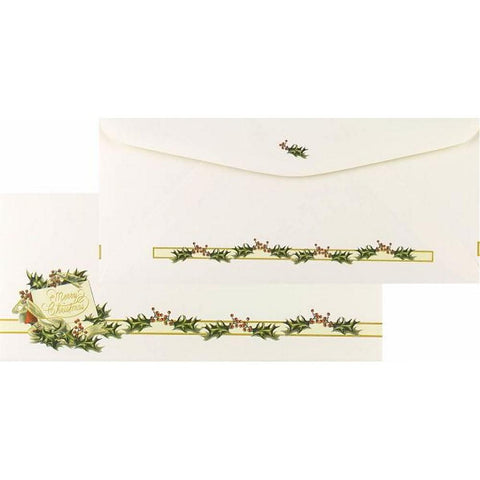 Vintage Christmas Holly No. 10 Envelopes - Sophie's Favors and Gifts