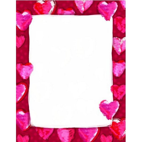 Fuzzy Hearts Letterhead Sheets - Sophie's Favors and Gifts