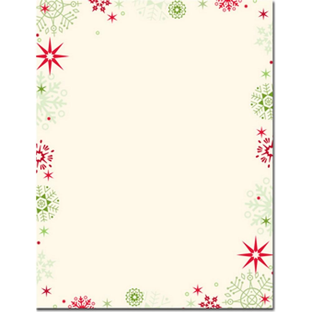 Red and Green Snowflakes Letterhead Sheets - Sophie's Favors and Gifts