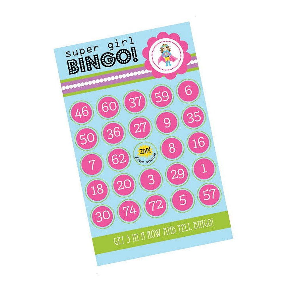 Super Hero Girl Birthday Bingo (Pack of 16 cards) - Sophie's Favors and Gifts