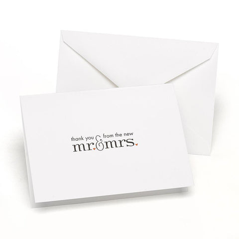 Mr. and Mrs. Thank You Cards and Envelopes (Set of 50) - Sophie's Favors and Gifts