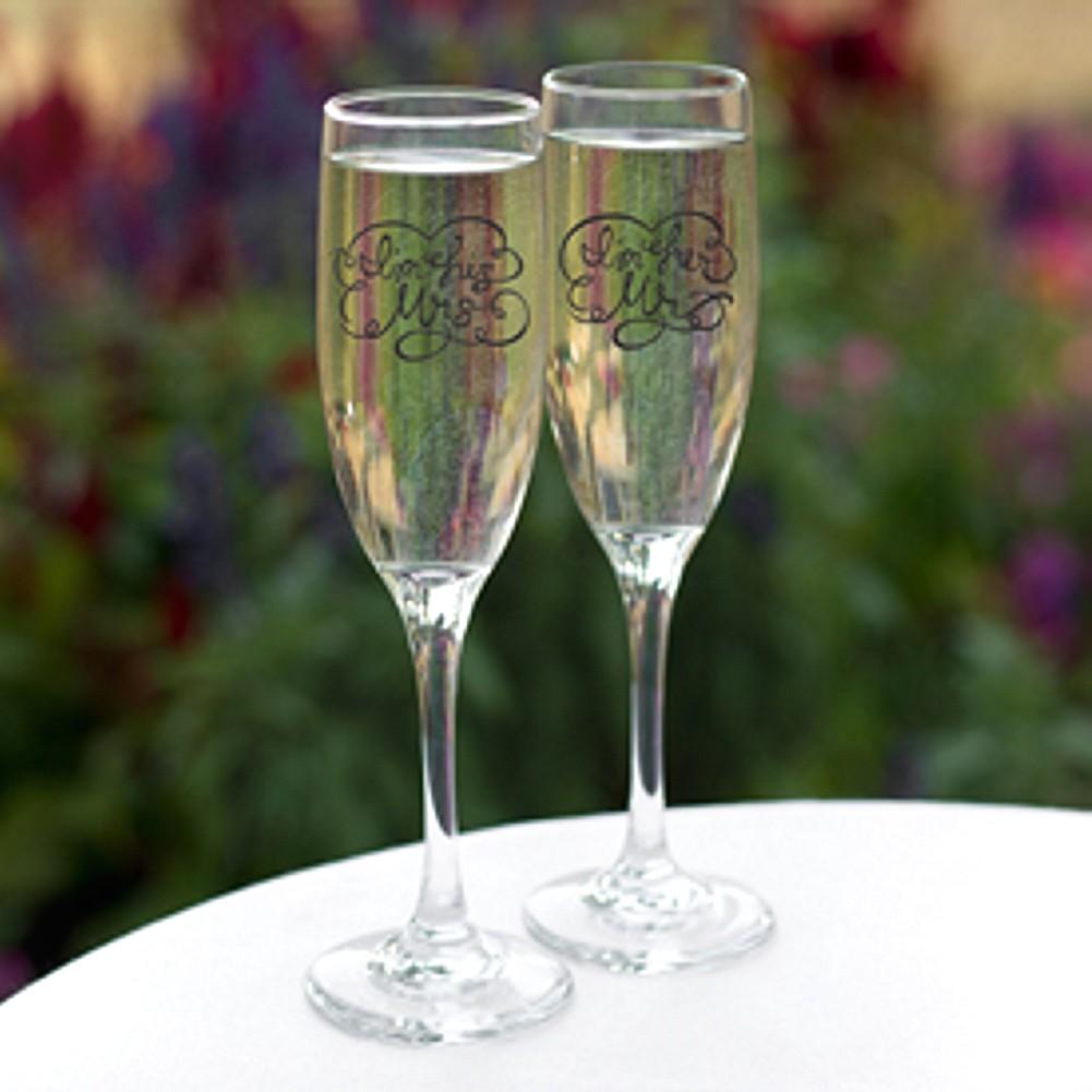 I'm His Mrs. / I'm Her Mr. Wedding Toasting Flutes - Set of 2 - Sophie's Favors and Gifts