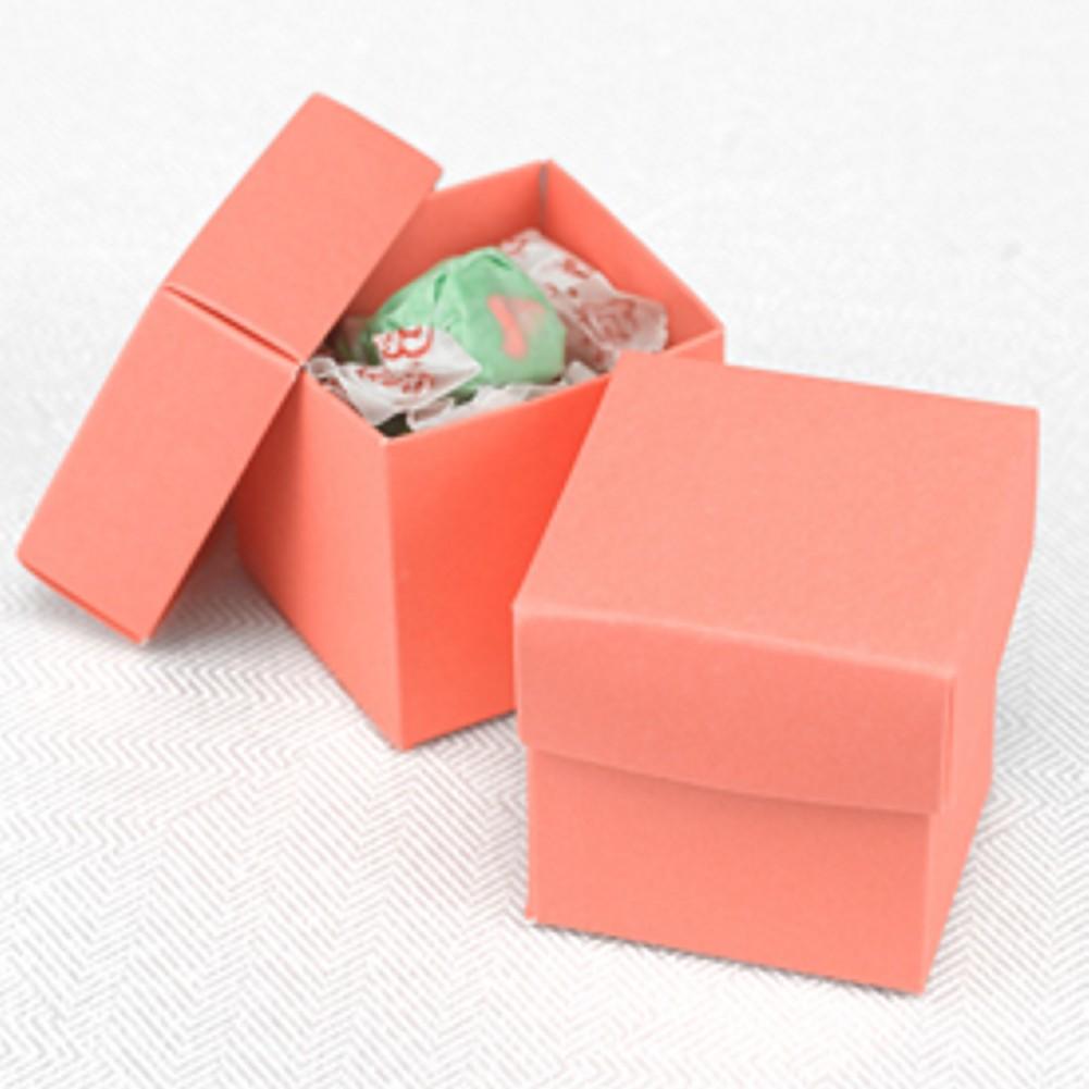 Coral Two Piece Favor Boxes - 2in. X 2in. X 2in. - Sophie's Favors and Gifts