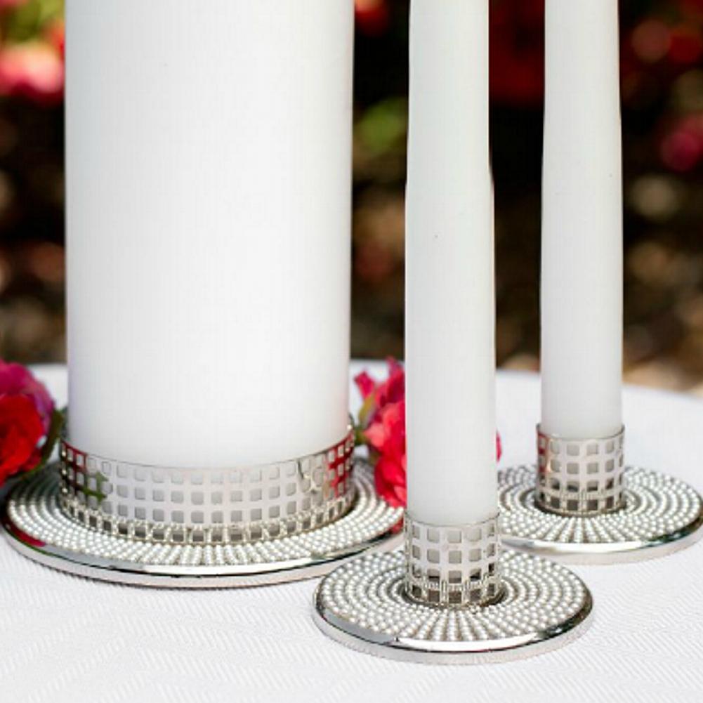 Vintage Candle Stands with Pearl Accents - Set of 3 - Sophie's Favors and Gifts