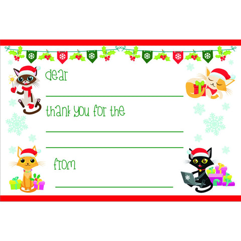 Holiday Cats - Kid's Christmas Thank You Postcards - Sophie's Favors and Gifts