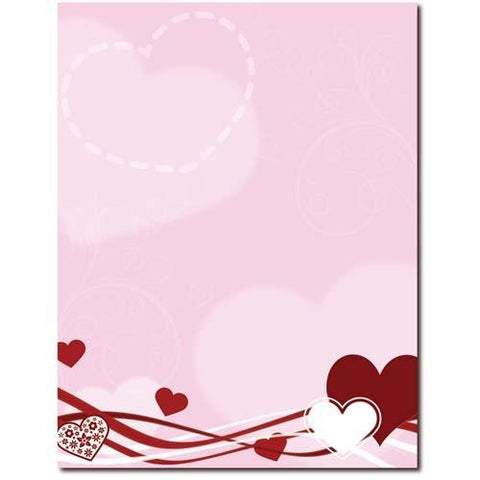 Hearts and Swirls Letterhead - 100 Sheets - Sophie's Favors and Gifts