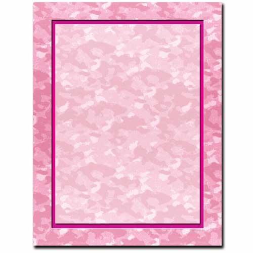 Pink Camo Letterhead - 100 Sheets - Sophie's Favors and Gifts