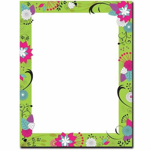 Floral On Green Letterhead - 100 Sheets - Sophie's Favors and Gifts