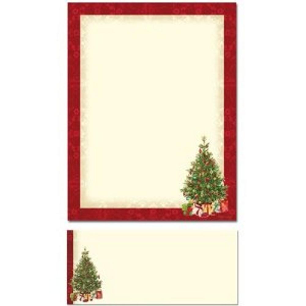 Lacy Christmas Tree Letterhead Sheets and Envelopes - Sophie's Favors and Gifts