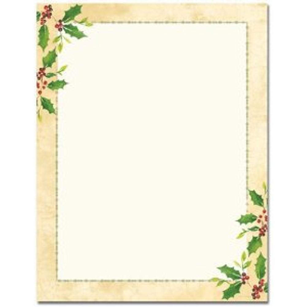 Falling Holly Christmas Letterhead Sheets - Sophie's Favors and Gifts