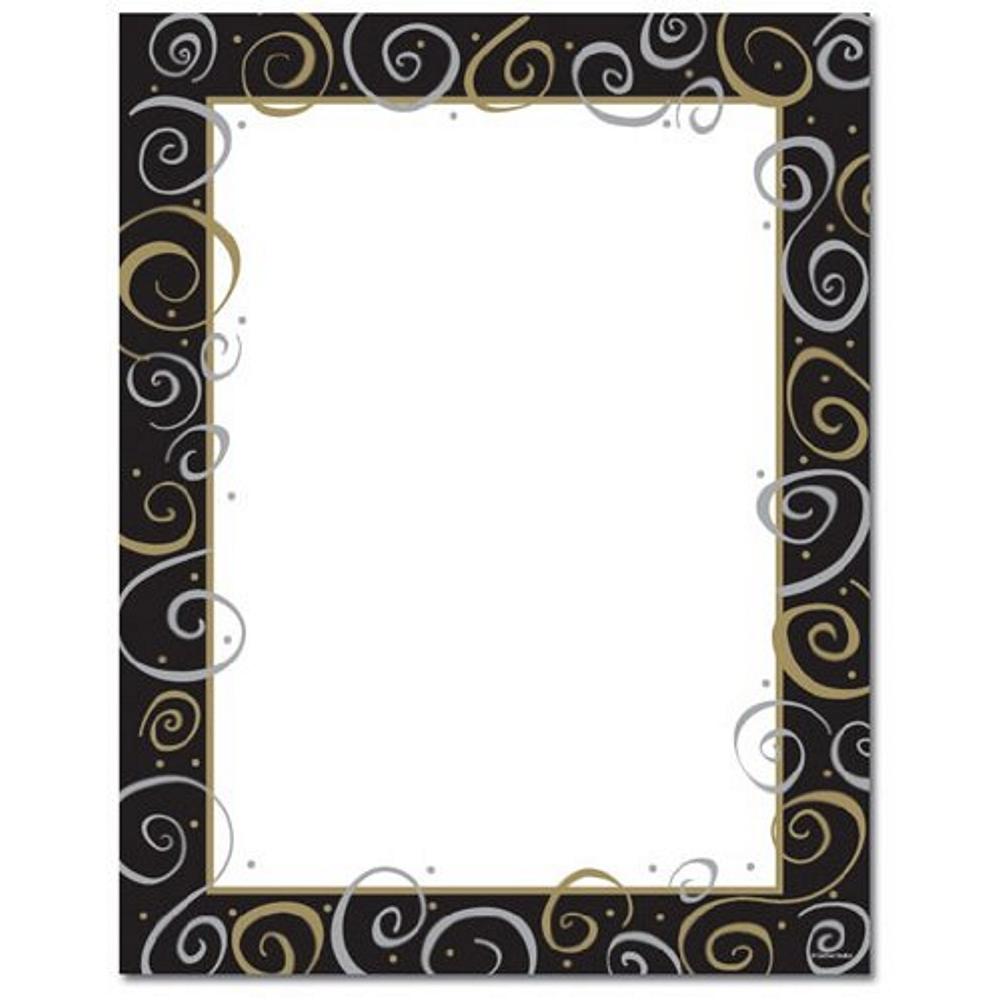 Silver and Gold on Black Stationery - 200 Sheets - Sophie's Favors and Gifts