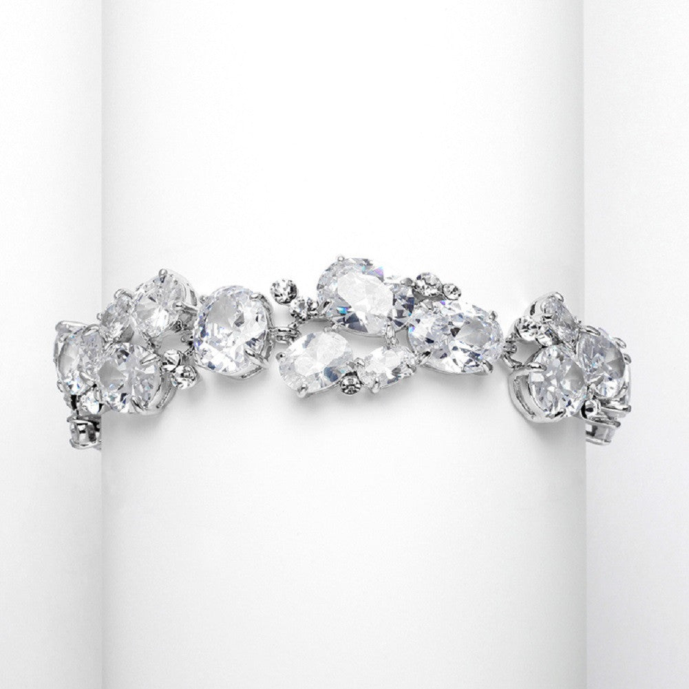 Exquisite Bridal or Evening Bracelet with Multi Cubic Zirconia Shapes - Sophie's Favors and Gifts