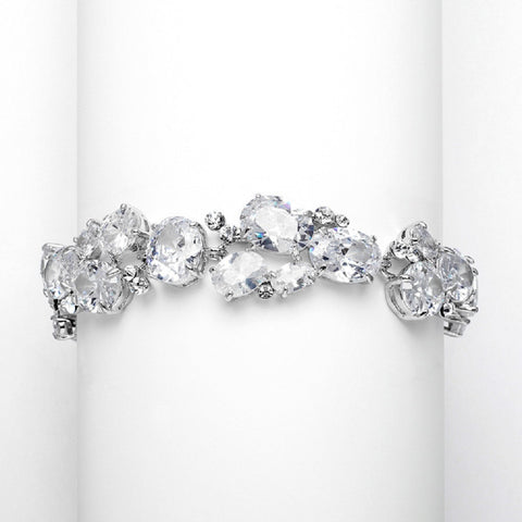 Exquisite Bridal or Evening Bracelet with Multi Cubic Zirconia Shapes - Sophie's Favors and Gifts