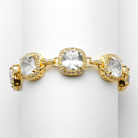 Magnificent Gold 6 1/2in. Popular Petite Length Cushion-Cut CZ Bracelet - Sophie's Favors and Gifts
