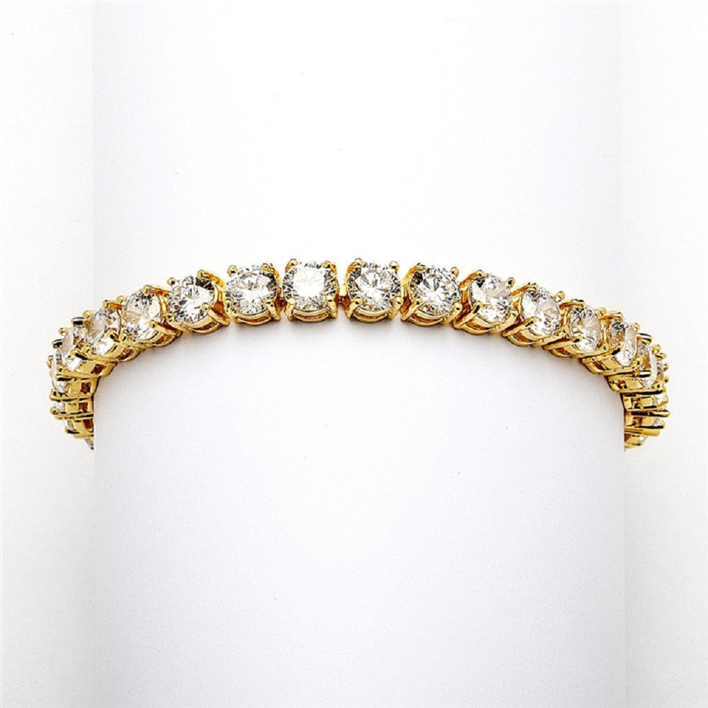 Glamorous 14K Gold Plated Bridal or Prom Tennis Bracelet in Petite Size - Sophie's Favors and Gifts