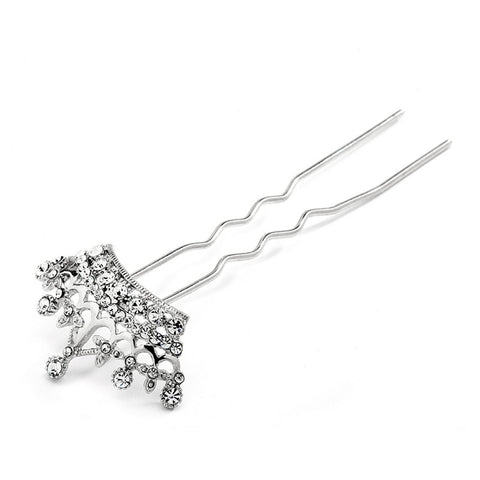 Regal Pageant or Prom Queen Crown Hair Stick Pin with Crystals - Sophie's Favors and Gifts