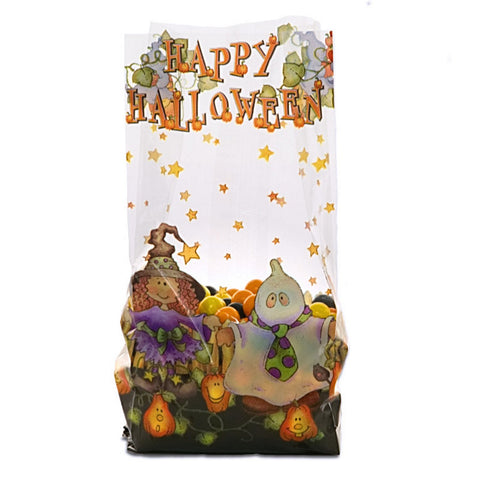 Trick Or Treat Clear Cello Party Bags - 7 1/2in. x 3 1/2in. x 2in. - 20 Pack - Sophie's Favors and Gifts