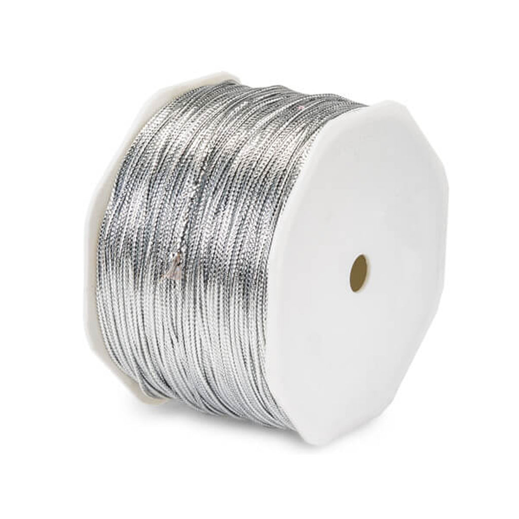 Metallic Silver Tinsel Braided Cord - 1/16 Wide x 100 Yards (rtc40)