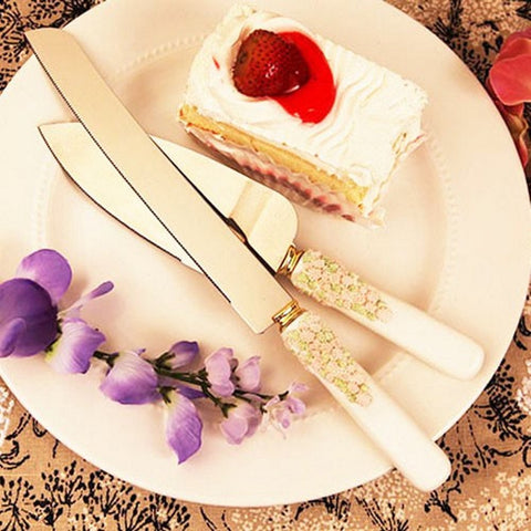 Floral Cake Knife and Server Set (6983)