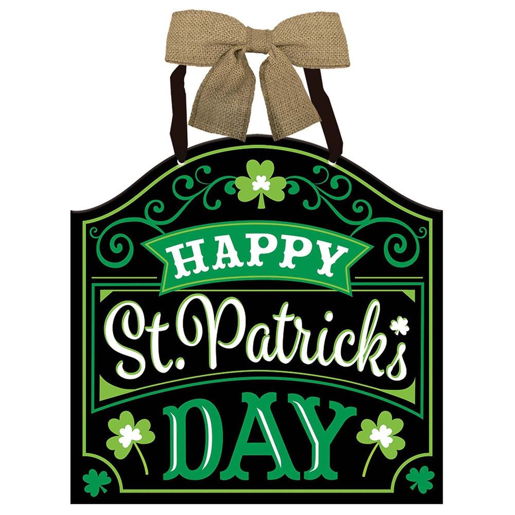 Happy St. Patrick's Day Irish Sign - 12" x 11 3/4", Green and Black (241663)
