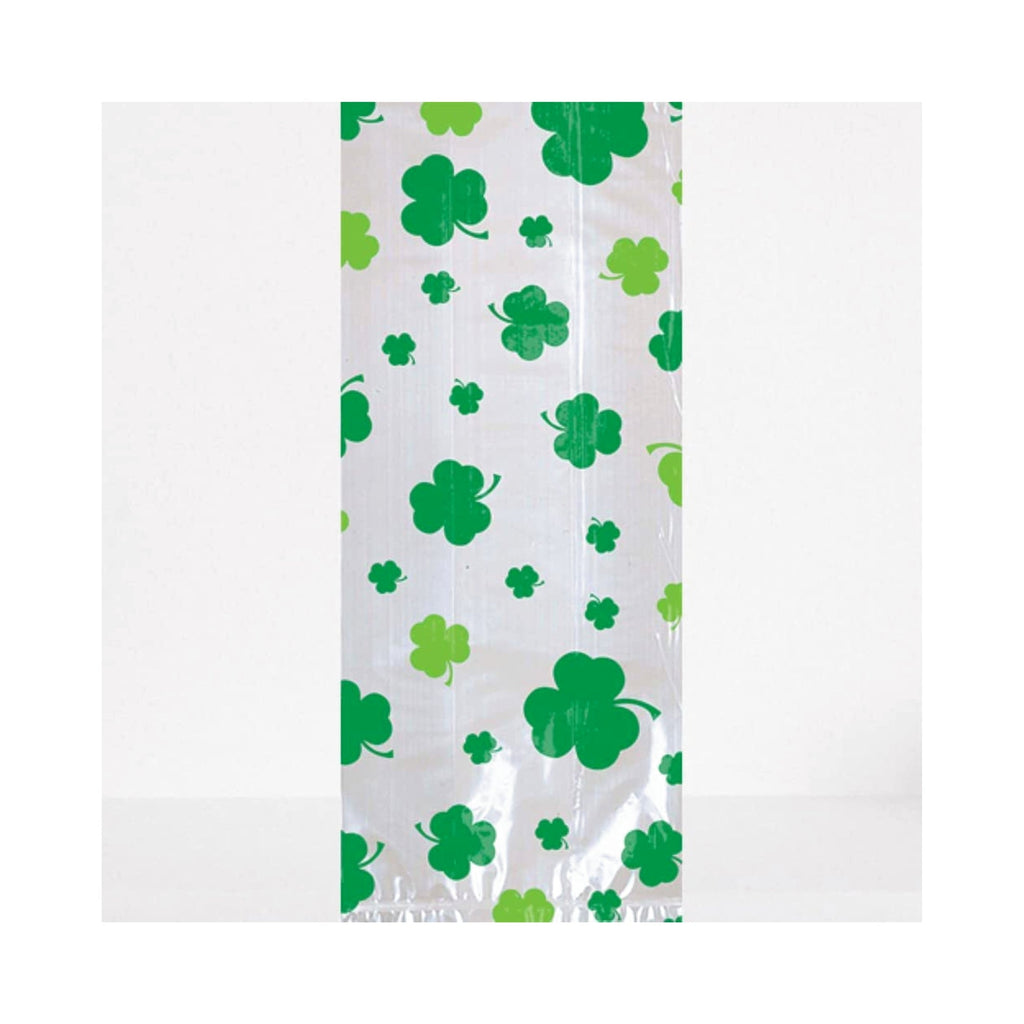 9.5x4x2.25" Shamrocks Small Clear Cello Bags With Twist Ties - Pack of 20 (370297)