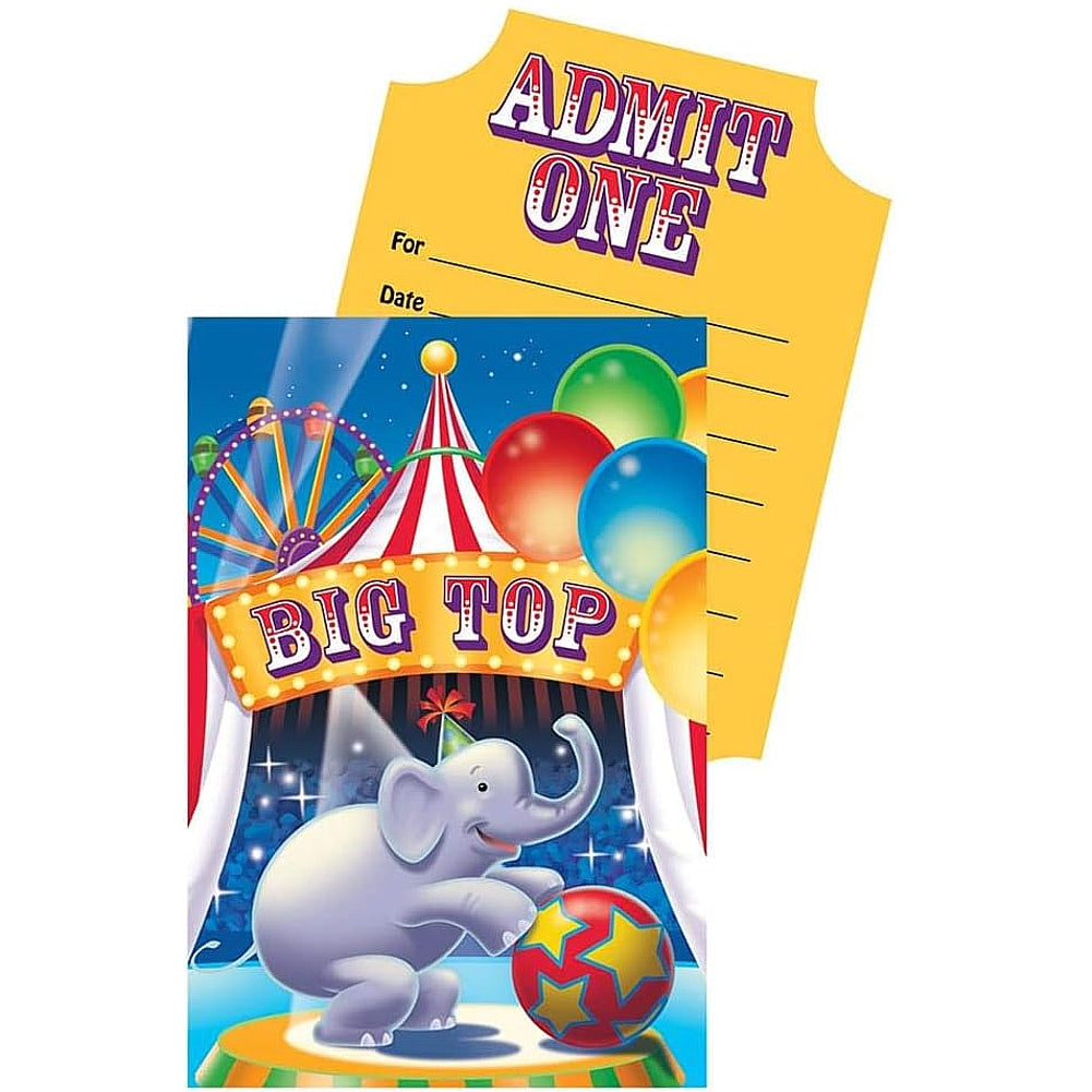 Big Top Circus Pop up Invitations With Envelopes - Pack of 8 (895130)