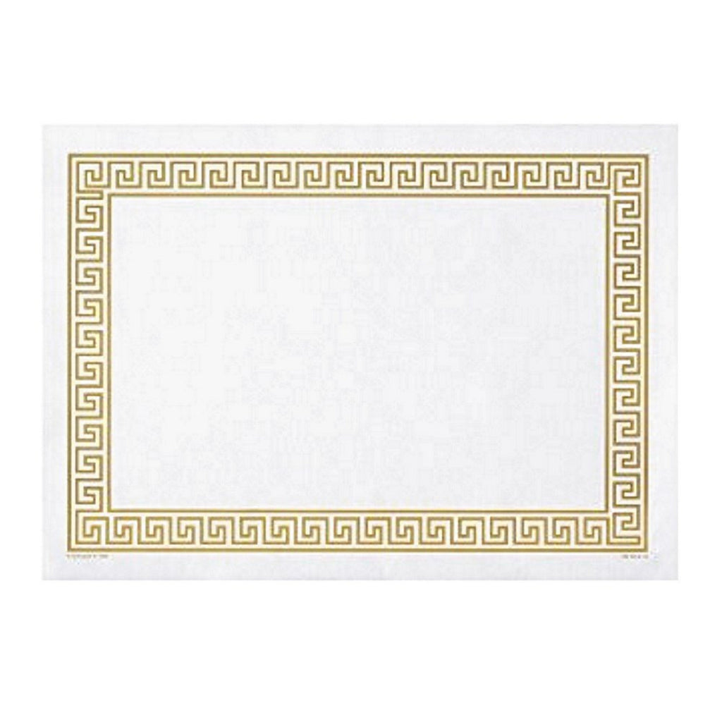 Gold Greek Key Disposable Paper Placemats - 14in. x 10in. - Available in Different Quantities (310640)