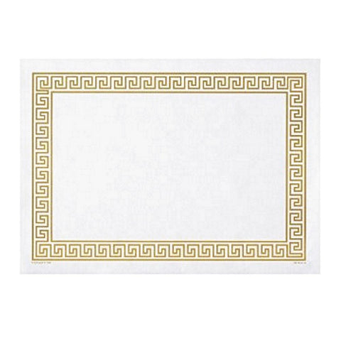 Gold Greek Key Disposable Paper Placemats - 14in. x 10in. - Available in Different Quantities (310640)