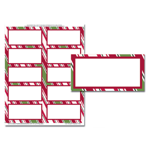 Christmas Stripes Mailing Labels - 50 Labels - Label Size is 2in.x4in. - blank labels (904930)