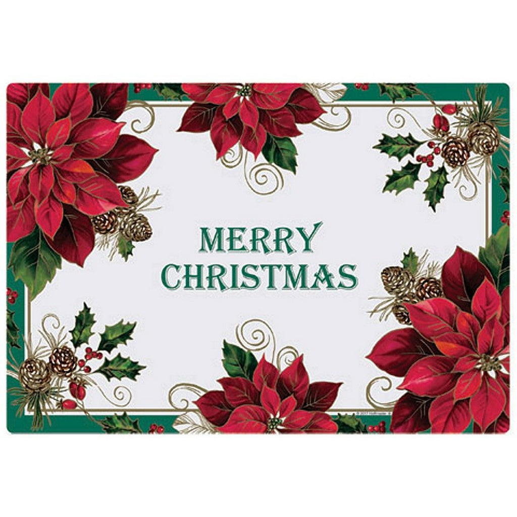 Christmas Poinsettia Paper Placemats - 9.75" x 14"
