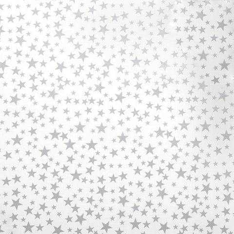 Silver Stars Patterned Tissue Paper - 20" x 30" Sheets - Available In Different Quantities