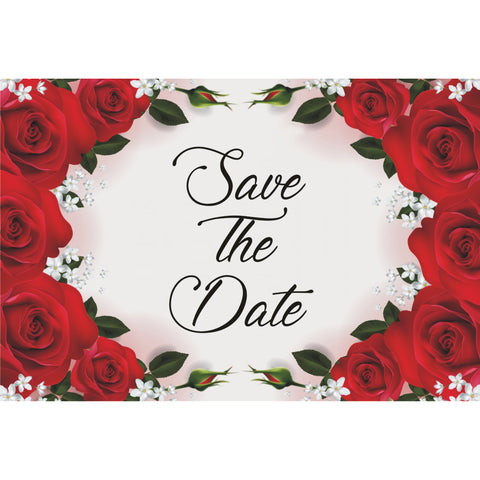 Red Roses Save The Date Postcards - 4in. X 6in. - Sophie's Favors and Gifts