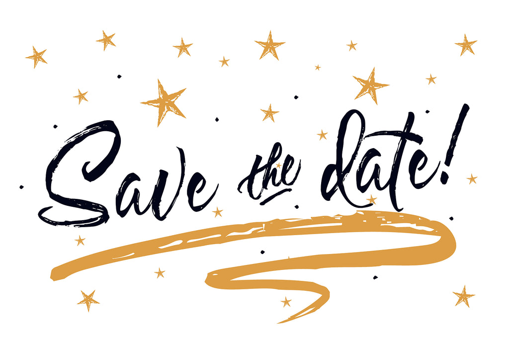 Gold Stars Save The Date Postcards - 4in. X 6in. - Sophie's Favors and Gifts