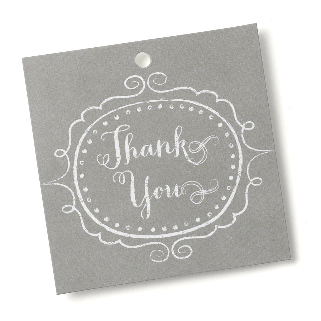 Gray Vintage Thank You Favor Tags - 3in. x 3in. - 25 Pack - Sophie's Favors and Gifts