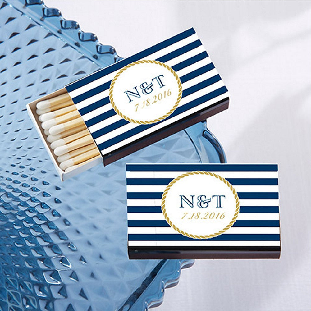 Nautical Themed Personalized Black Matchboxes - Sophie's Favors and Gifts
