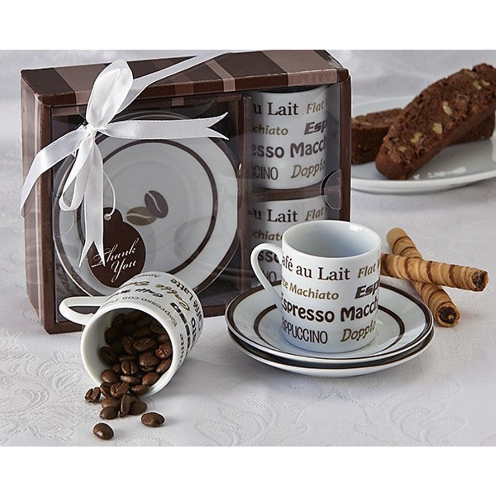 Euro Cafe Espresso Coffee Cup Set - Sophie's Favors and Gifts