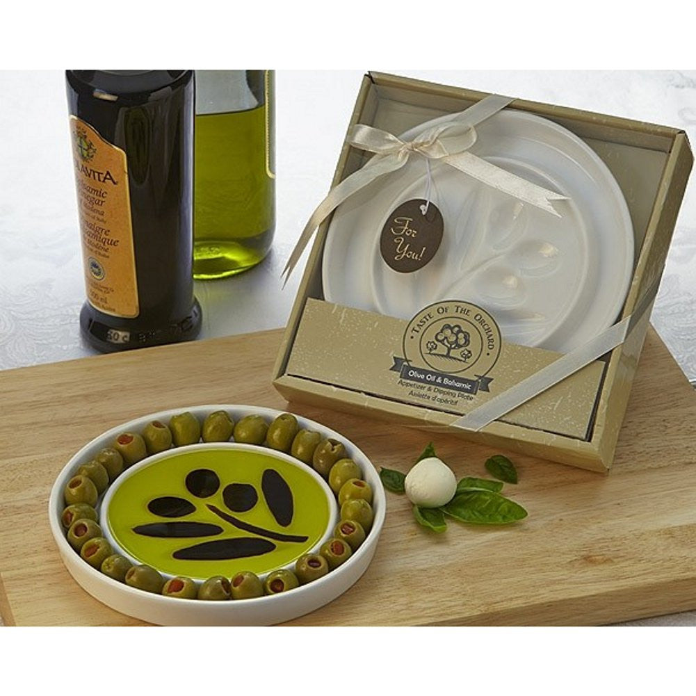 Taste of the Orchard Oil-Vinegar Dipping and Appetizer Plate - Sophie's Favors and Gifts