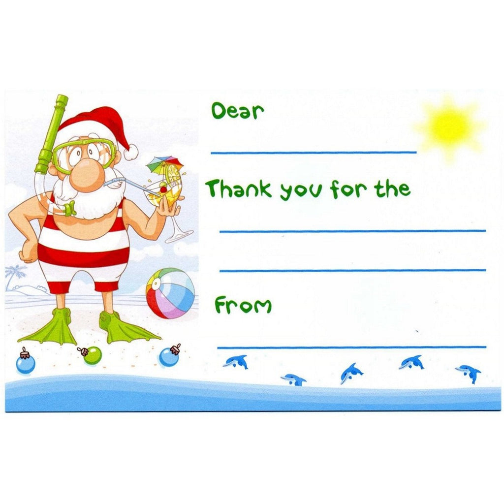 Beach Santa Kid's Christmas Thank You Postcards - Sophie's Favors and Gifts