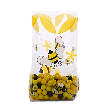 Bumblebee Printed Cello Goodie Bags - 20 Pack - 7.5in. x 3.5in. x 2in. - Sophie's Favors and Gifts