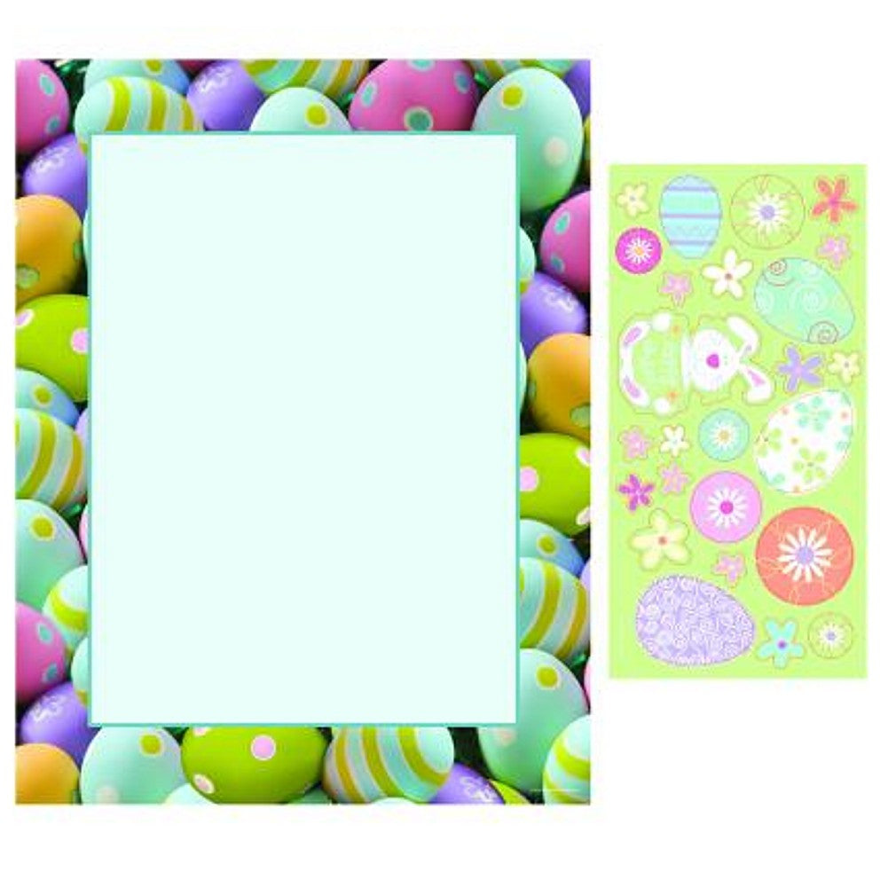 100 Painted Easter Eggs Letterhead with 25 Coordinating Stickers - Sophie's Favors and Gifts