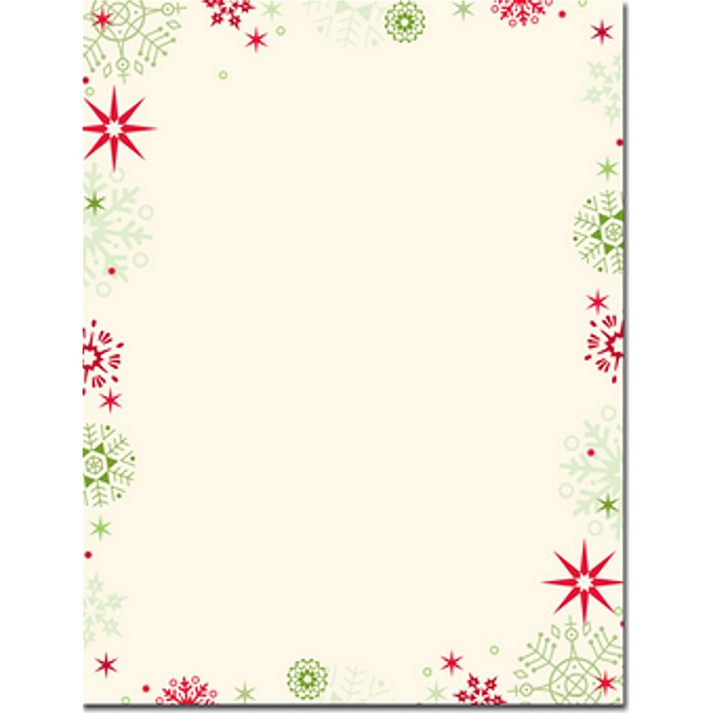 Red and Green Snowflakes Letterhead Sheets - Sophie's Favors and Gifts