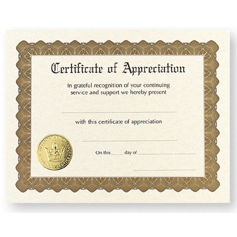 Certificate of Appreciation - Pack of 12 - Sophie's Favors and Gifts