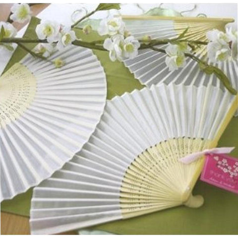 Silk Fan - White (set of 5) - Sophie's Favors and Gifts