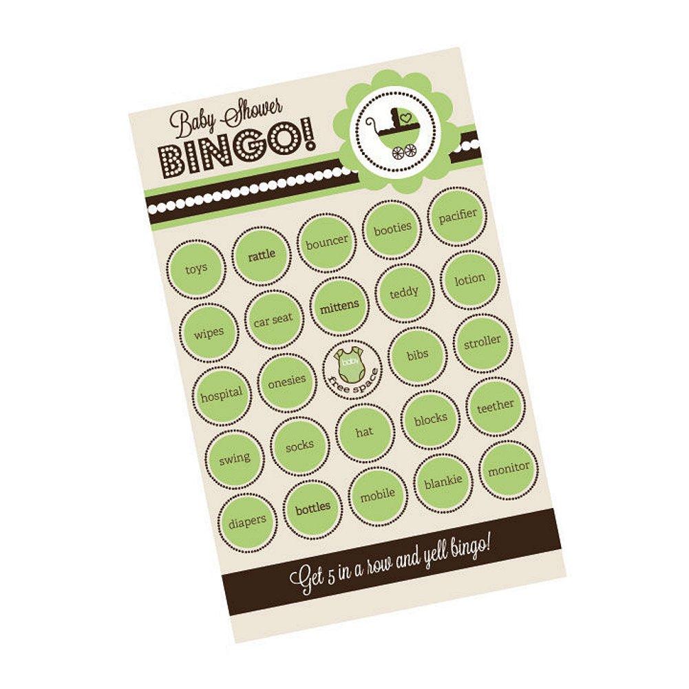 Green Baby Shower Bingo (Pack of 16 cards) - Sophie's Favors and Gifts