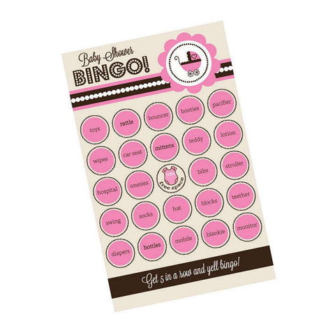 Pink Baby Shower Bingo (Pack of 16 cards) - Sophie's Favors and Gifts