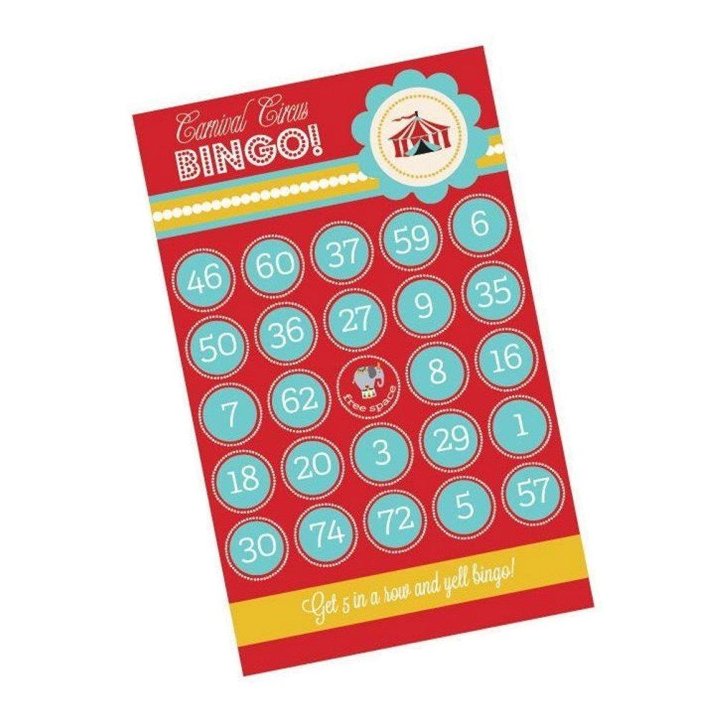 Carnival Circus Birthday Party Bingo (Pack of 16 cards) - Sophie's Favors and Gifts