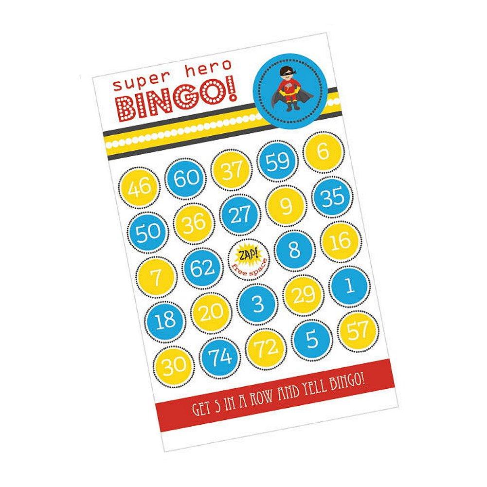 Super Hero Boy Birthday Bingo (Pack of 16 cards) - Sophie's Favors and Gifts